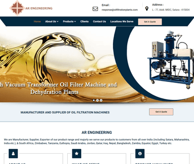 Ar Engineering vacuum transformer oil purification
