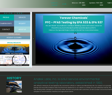 Anatek – Quality Analytical Services Since 1992 Anatek Labs water testing labs