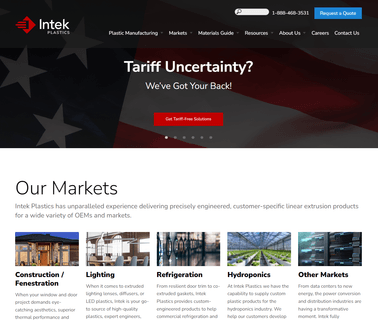 Plastic Profile Extrusions; Plastic Extruder; Intek custom plastic extrusions