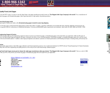 Ideal Thread and Gage metric gages