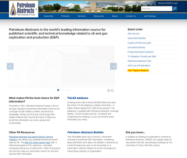 Petroleum Abstracts, the Univ of Tulsa online database
